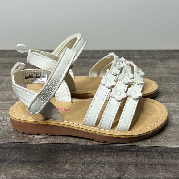 Carters White Flower Strappy Toddler Sandals - Picture 5 of 13